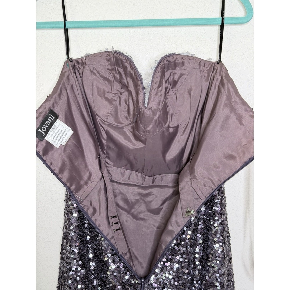 Jovani Strapless Sequin Mermaid Dress Size 2 Gunmetal Ombre Sweetheart Formal - Picture 13 of 16